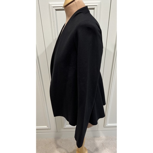 Three Dots Open-Front Peplum-Back Black Blazer Size Medium Minimalist Capsule - Picture 5 of 9